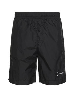 Givenchy Long Logo Embroidery Swim Short in Black & White - Black. Size XL (also in ).