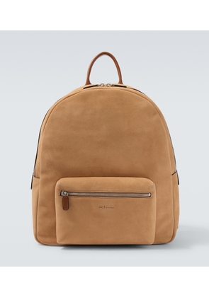 Kiton Leather-trimmed suede backpack