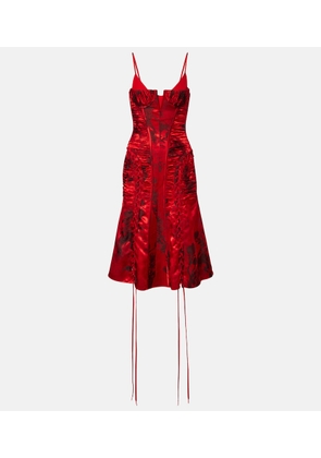 McQueen Lace-up ruched midi dress