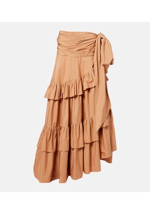 Chloe Asymmetric ruffled cotton maxi skirt