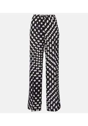 Dries Van Noten Polka-dot silk wide-leg pants