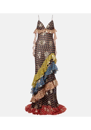 Etro Floral tiered silk-blend maxi dress