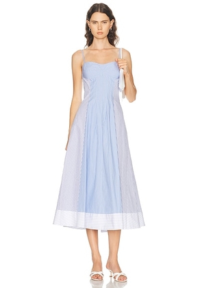 SIMKHAI Chamberlain Midi Dress in Periwinkle Multi Stripe - Baby Blue,White. Size 0 (also in 10, 2, 4, 6).