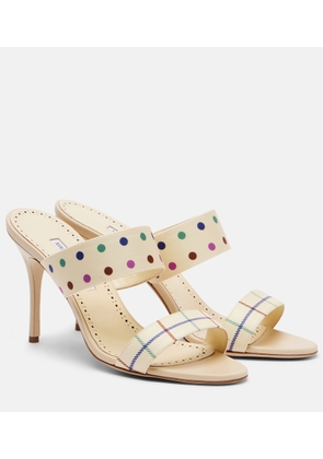 Manolo Blahnik Ralotapla printed satin mules