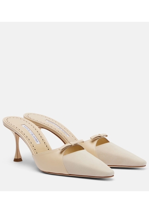 Manolo Blahnik Tapidpla leather and suede mules