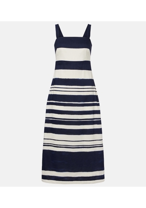 Veronica Beard Ella striped linen-blend midi dress