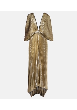 Roberto Cavalli Asymmetric silk-blend lame gown