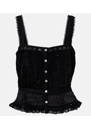 Poupette St Barth Berry lace-trimmed cotton top