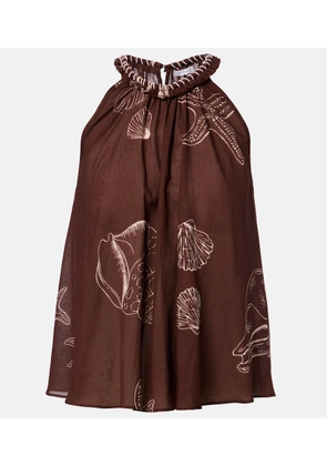 Poupette St Barth Cleo printed halterneck cotton top