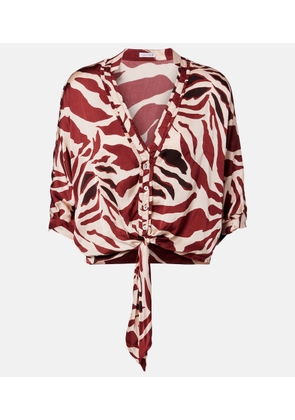 Poupette St Barth Azia printed tie-detail satin blouse