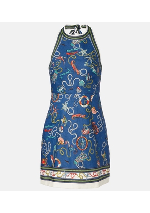 Alemais Cove printed halterneck linen minidress