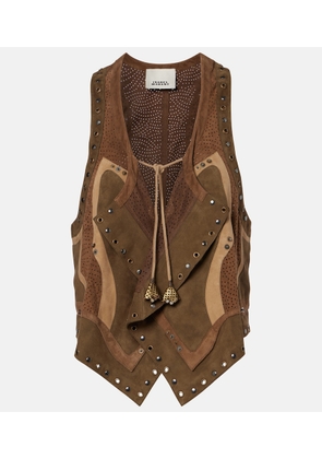 Isabel Marant Kelby studded patchwork suede vest