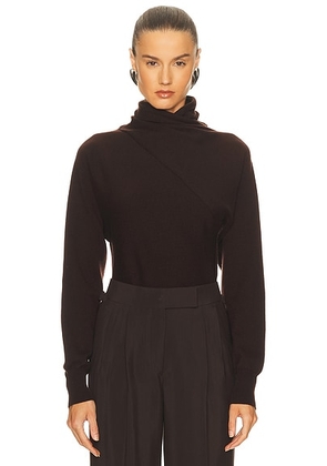TOM FORD Cashmere Wrap Collar Sweater in Deep Brown - Brown. Size M (also in S).