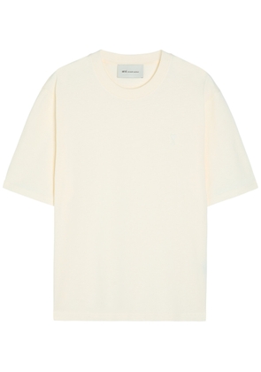Ami Paris Logo-embroidered Cotton T-shirt - Off White - L