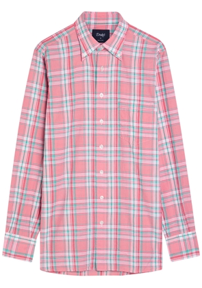 Drake's Plaid Cotton Shirt - Red - XL
