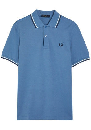 Fred Perry Twin Tipped Logo Piqué Cotton Polo Shirt - Blue - S