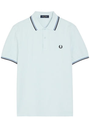 Fred Perry Twin Tipped Logo Piqué Cotton Polo Shirt - Light Blue - L