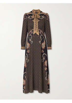 Etro - Pussy-bow Printed Satin Midi Dress - Multi - IT38,IT40,IT42,IT44,IT46,IT48,IT50