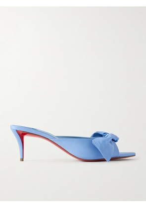 Christian Louboutin - Mulazee Bow-embellished Crepe De Chine Mules - Blue - IT35,IT35.5,IT36,IT36.5,IT37,IT37.5,IT38,IT38.5,IT39,IT39.5,IT40,IT40.5,IT41,IT41.5,IT42