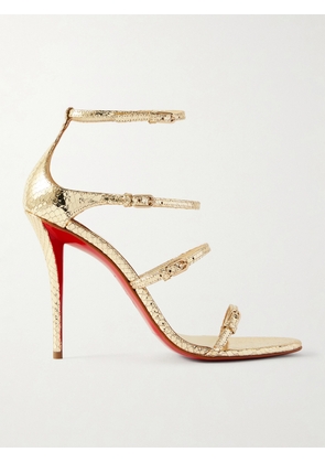 Christian Louboutin - Millennium Buckled Pyhton-effect Metallic Leather Sandals - Gold - IT35,IT35.5,IT36,IT36.5,IT37,IT37.5,IT38,IT38.5,IT39,IT39.5,IT40,IT40.5,IT41,IT41.5,IT42