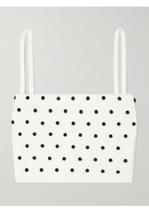 Carolina Herrera - Cropped Crystal-embellished Knitted Top - White - x small,small,medium,large,x large