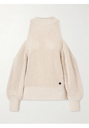 Balmain - Cut-out Knitted Cotton Sweater - Neutrals - small,medium,large