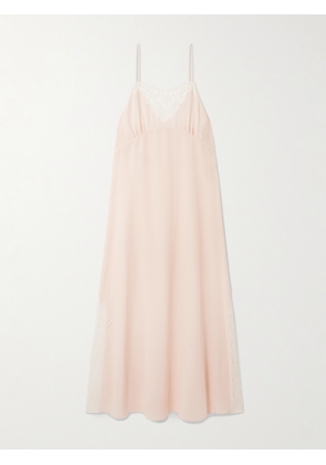 Chloé - Lace-trimmed Silk Crepe De Chine Maxi Dress - Pink - FR 34,FR 36,FR 38,FR 40,FR 42,FR 44