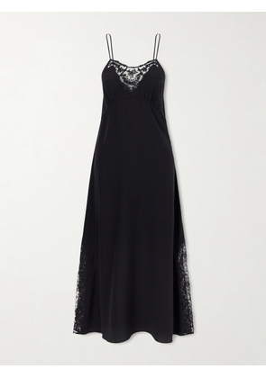 Chloé - Lace-trimmed Silk Crepe De Chine Midi Dress - Black - FR 34,FR 36,FR 38,FR 40,FR 42,FR 44