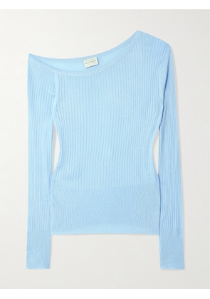 Deiji Studios - One-shoulder Ribbed-knit Top - Blue - xx small,x small,small,medium,large,x large