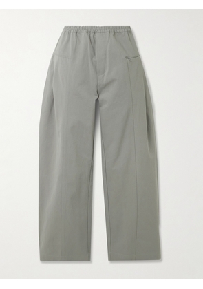 Deiji Studios - Pleat Organic Cotton-twill Barrel-leg Pants - Gray - xx small,x small,small,medium,large,x large