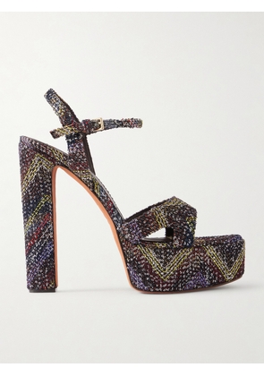 Missoni - Angela Sequin-embellished Striped Woven Platform Sandals - Brown - IT36,IT37,IT38,IT39,IT40,IT41
