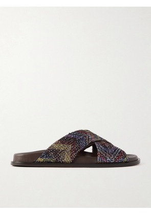 Missoni - Viola Sequin-embellished Striped Woven Sandals - Brown - IT35,IT36,IT37,IT38,IT39,IT40,IT41