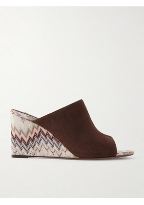 Missoni - Mabel Striped Suede Wedge Mules - Black - IT35,IT36,IT37,IT38,IT39,IT40,IT41
