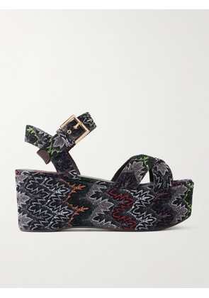 Missoni - Julia Striped Woven Platform Sandals - Black - IT35,IT36,IT37,IT38,IT39,IT40,IT41
