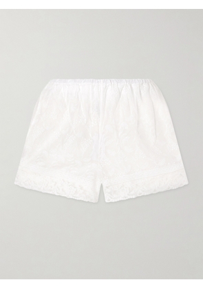 Eres - Floralie Embroidered Cotton-blend Shorts - White - small,medium,large