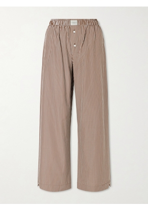 Comme Si - La Boxer Alta Striped Cotton-poplin Wide-leg Pants - Brown - x small,small,medium,large,x large