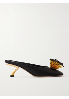 Ferragamo - Safi Crystal-embellished Satin Mules - Black - US5,US5.5,US6,US6.5,US7,US7.5,US8,US8.5,US9,US9.5,US10