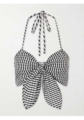 Faithfull - Onda Knotted Checked Cotton Top - Black - x small,small,medium,large,x large,xx large