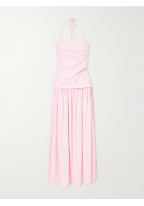 Faithfull - Notte Ruched Linen Maxi Dress - Pink - x small,small,medium,large,x large,xx large
