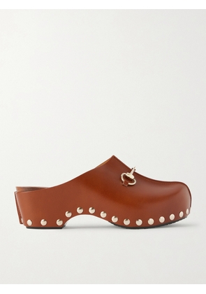 Gucci - Embellished Studded Leather Clogs - Brown - IT37,IT38,IT39,IT39.5,IT40,IT41