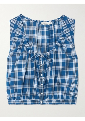 DÔEN - Theo Cropped Checked Organic Cotton Top - Blue - xx small,x small,small,medium,large,x large,xx large