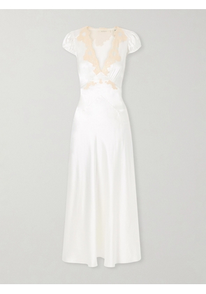 DÔEN - Coraline Corded Lace-trimmed Silk-satin Midi Dress - White - xx small,x small,small,medium,large,x large,xx large