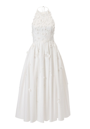 Carolina Herrera Embroidered Cotton Midi Halter Dress - Moda Operandi