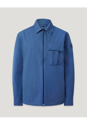 Belstaff Cargo Overshirt Men's Compact Technical Cotton Marine Blue Size 2XL