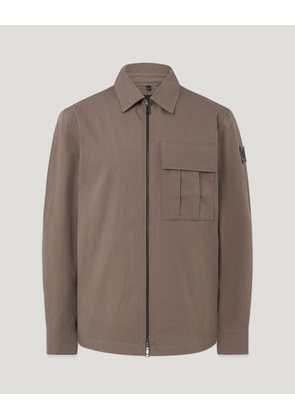 Belstaff Cargo Overshirt Men's Compact Technical Cotton Asphalt Size 2XL