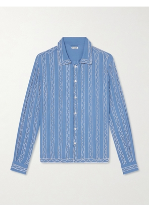 BODE - Sea Beaded Silk Shirt - Men - Blue - S