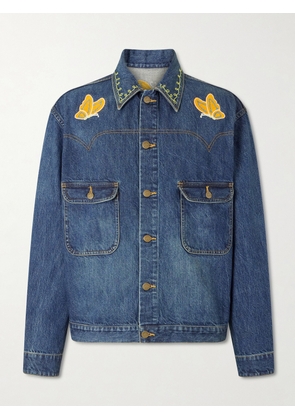 Needles - Embroidered Denim Jacket - Men - Blue - S