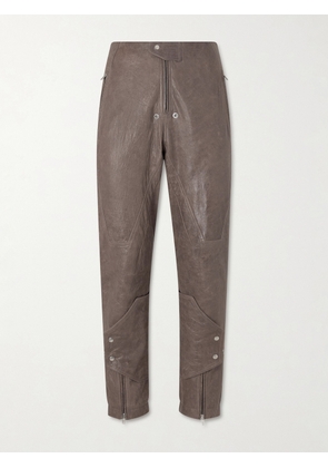 Rick Owens - Motopants Straight-Leg Panelled Leather Trousers - Men - Brown - IT 46