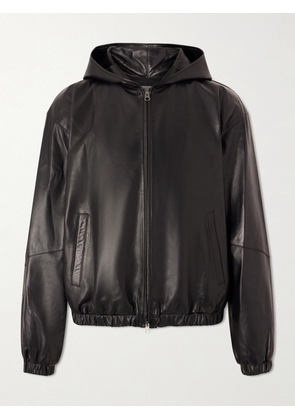 Amomento - Leather Hooded Jacket - Men - Blue - M