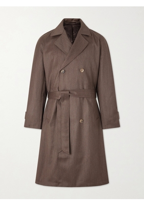 De Bonne Facture - Grandad Double-Breasted Wool and Cotton-Blend Coat - Men - Brown - IT 46